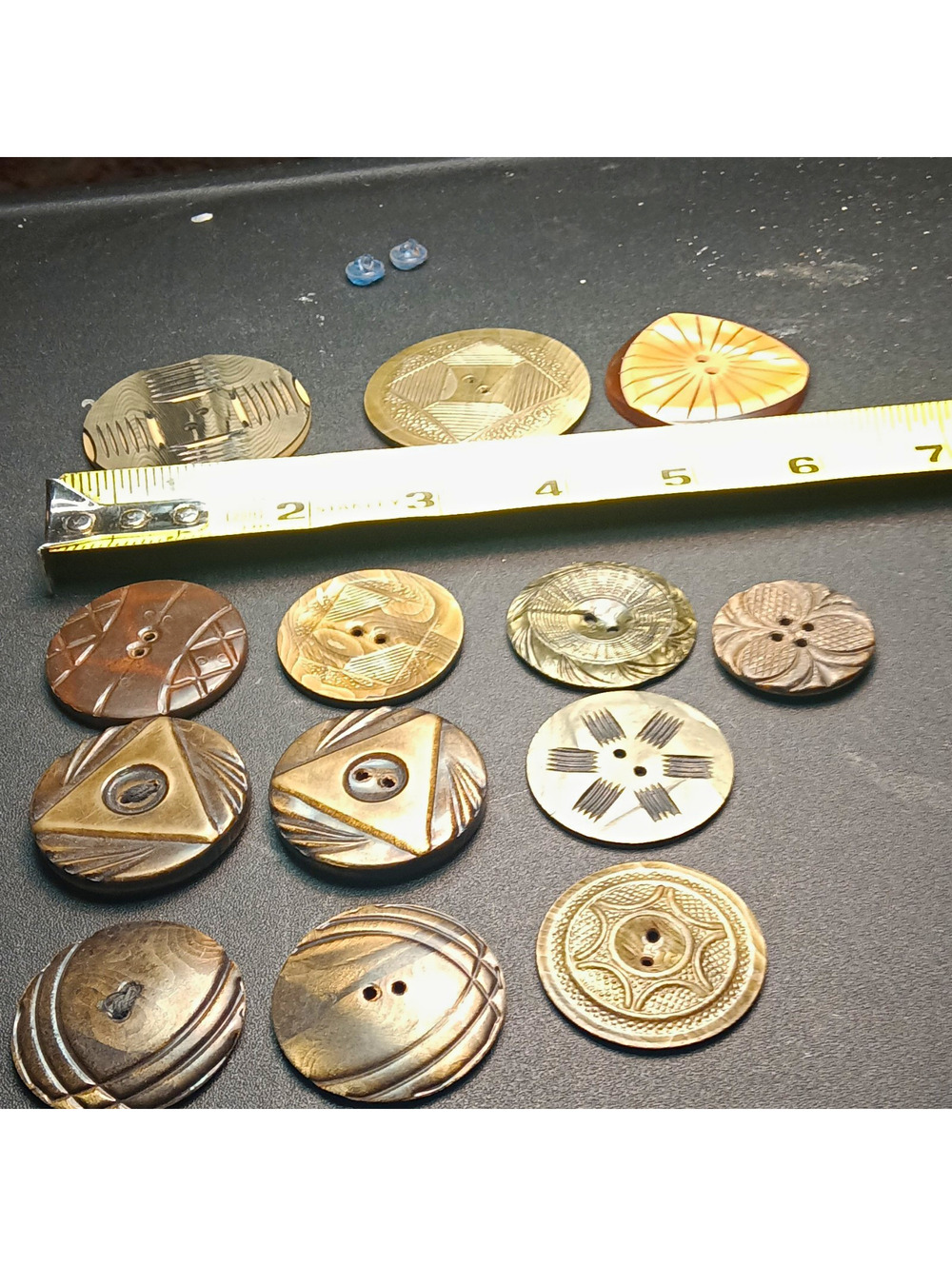 Lot 13 Vintage Art Deco Celluloid Plastic Buttons Large 1" 1.5" 2" Coat Wafer